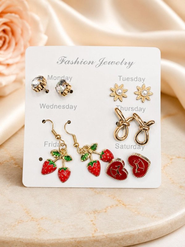 Boucle Oreille (Fraise, Fleur, Noeud Papillon)